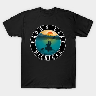 Brown Lake Kayaking Michigan Sunset T-Shirt